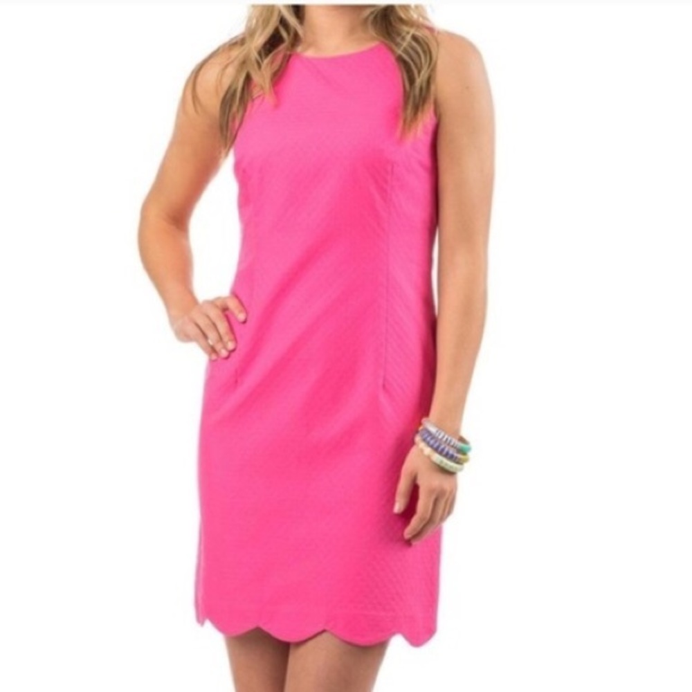 Southern Tide Pink Scalloped Shift Dress